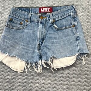 Levi's 514 Slim Straight Denim Jean Shorts Frayed‎ Hem Light Wash